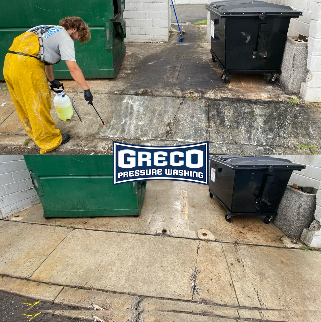 Dumpster Pad cleaning before and after in Glassboro NJ